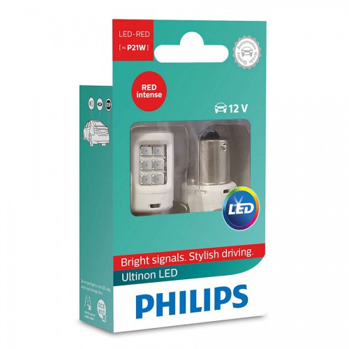 P21W PHILIPS Ultinon LED 12V RED (Pair)